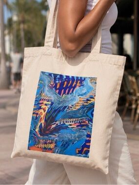 Collectible Swag Bag Tote. Art by Paige Beeber for Delta. Multicolor Abstract